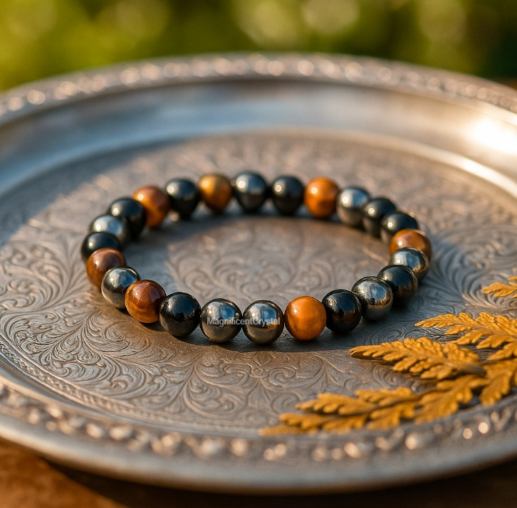 High-Quality Protection Stretch Bracelet Tiger Eye Black Obsidian Hematite Women