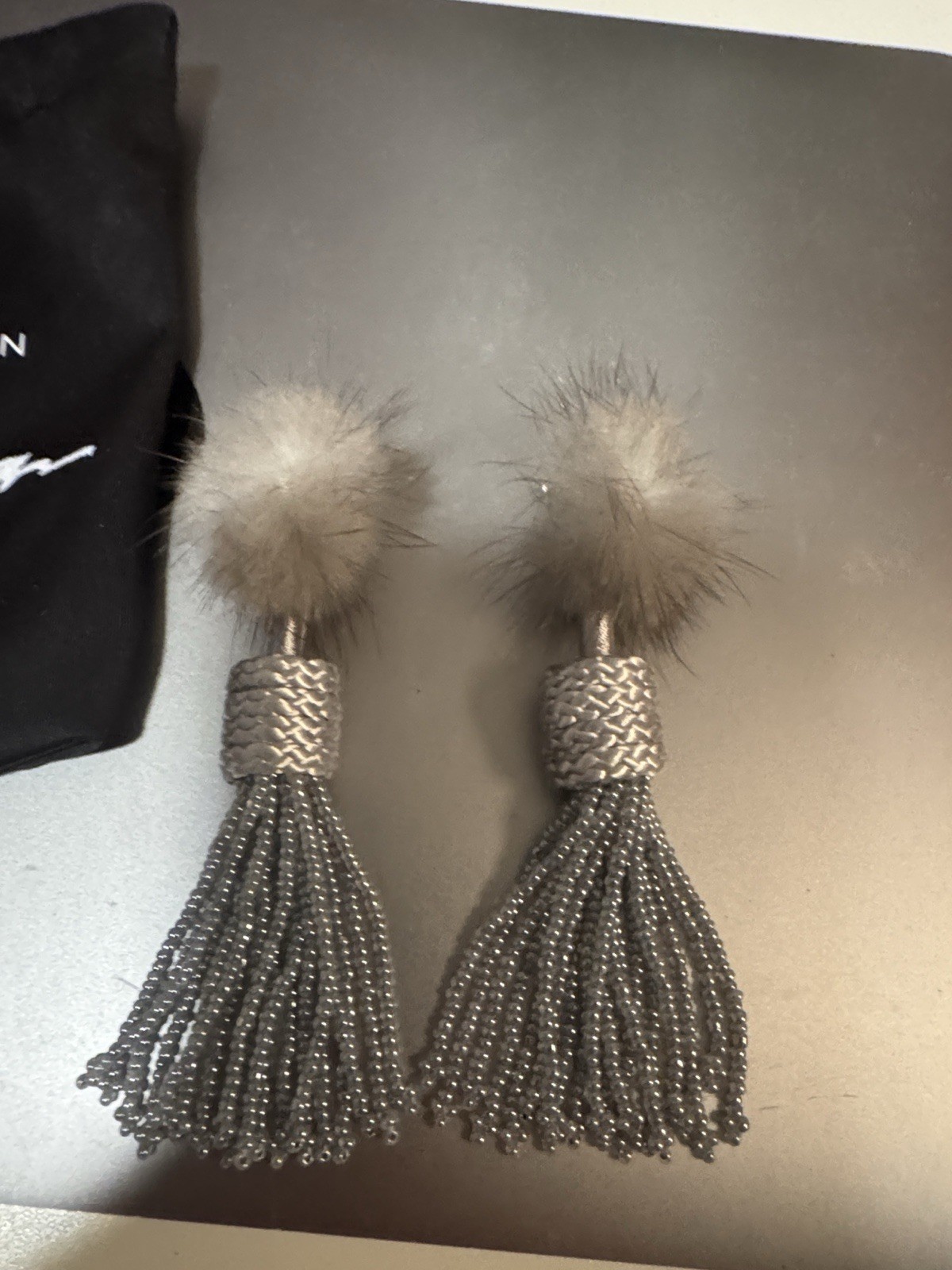 Mignonne Gavigan Statement earrings “Jackie” FUR Pom-Pom Pierced Earrings