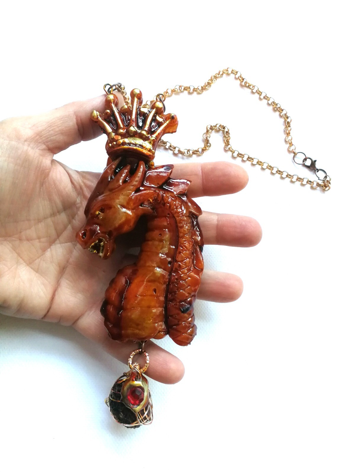Dragon Crown Evil Eye Talisman Necklace Jewelry Pendant Golden Amulet Giada Bib