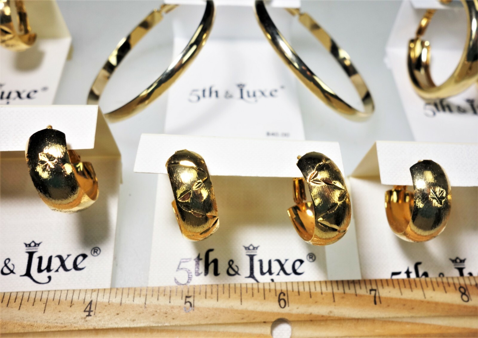 8 Pair 5th & Luxe Hoop 14kt Gold Plated Pierced Earrings