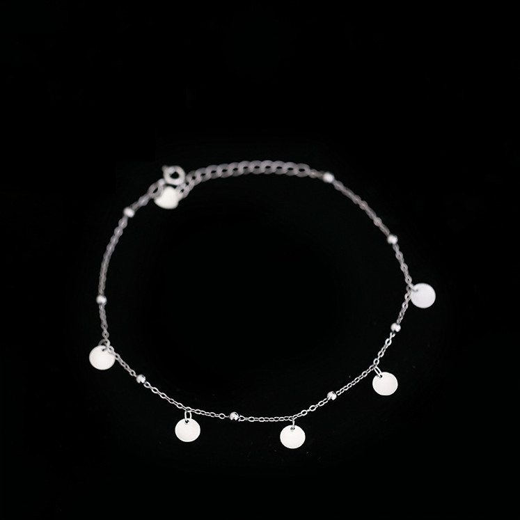 9.5″ Silver Anklet Bracelet Barefoot Sandal Beach Foot Round Dot Disc Chain I77