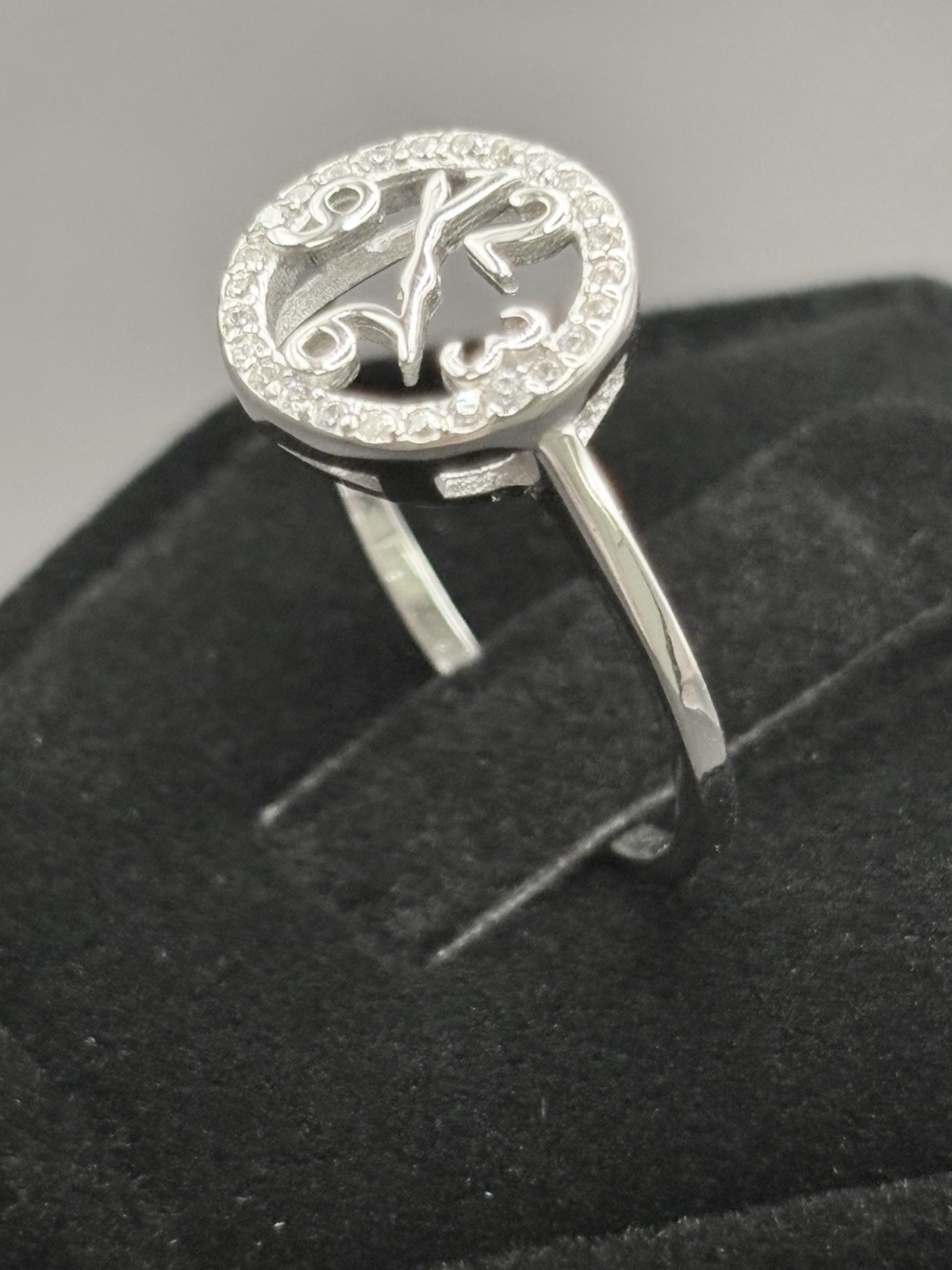 New Condition Cubic Zirconia Clock Face Ring 925 Size 7 F16