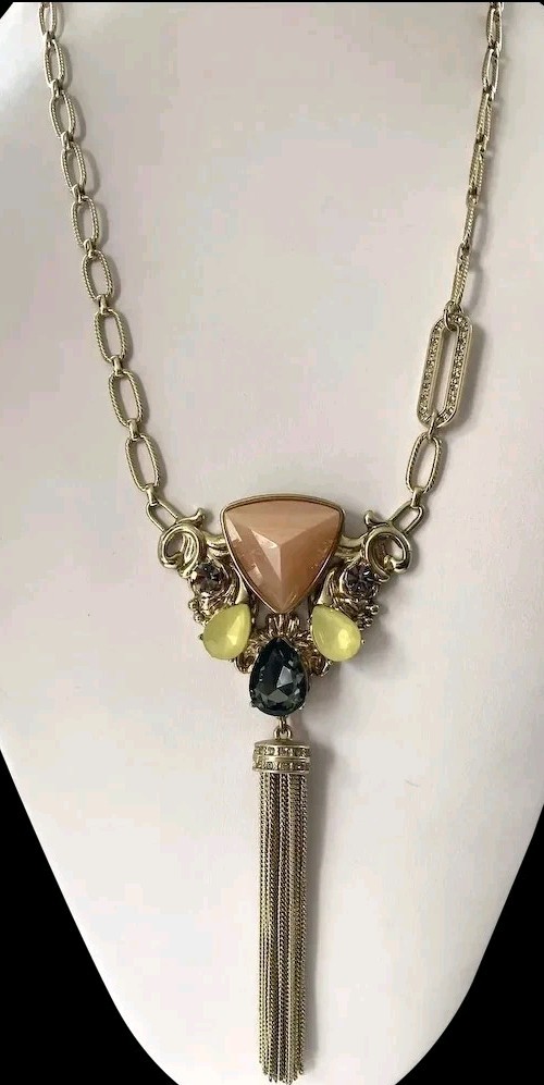 BEAUTY & WEALTH 30″ Graziano Womens Necklace LARGE JEWELED PENDANT!