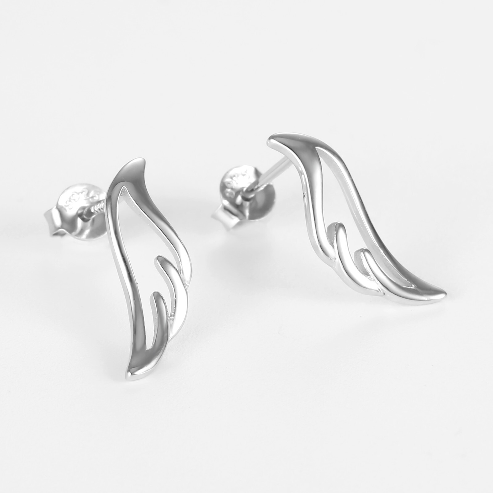 925 sterling silver angel wing stud earrings, small dainty earring, gift for her