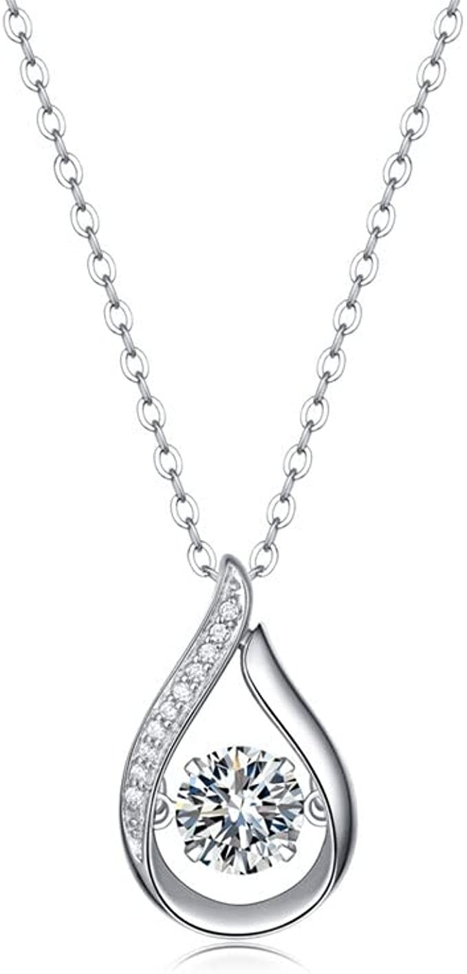 925 Sterling Silver Tear Drop Shape 1/Ct Mossanite Diamond Pendant Women & Girl