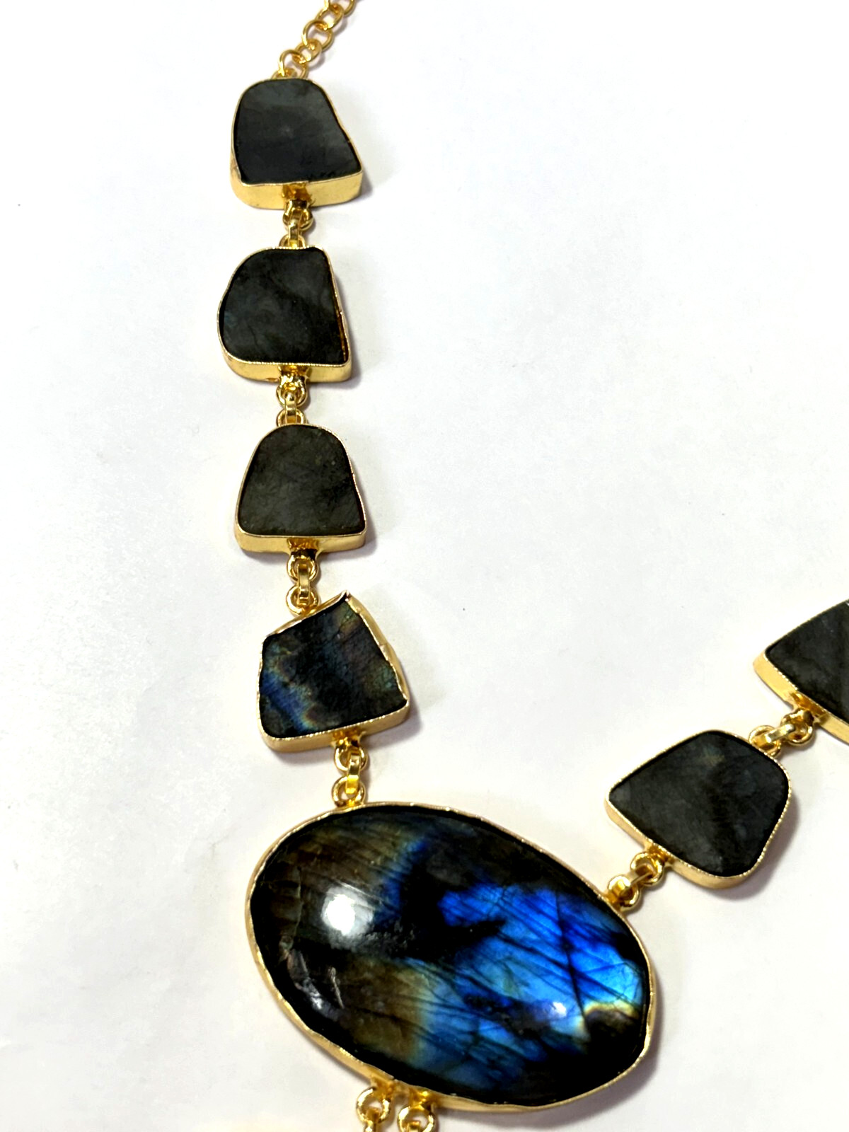 Natural Labouredite Rough Stone And mop Gemstone Necklace Gift For Her.