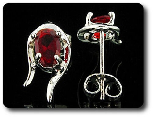 Earrings Ruby 0 3/32×0 9/32in Gold Plated White 18 Krgp