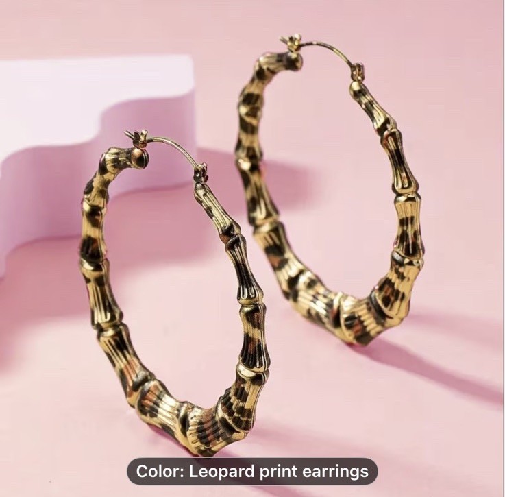 Big Earrings Leopard Print Hoops Round Gold Chunky Statement Large