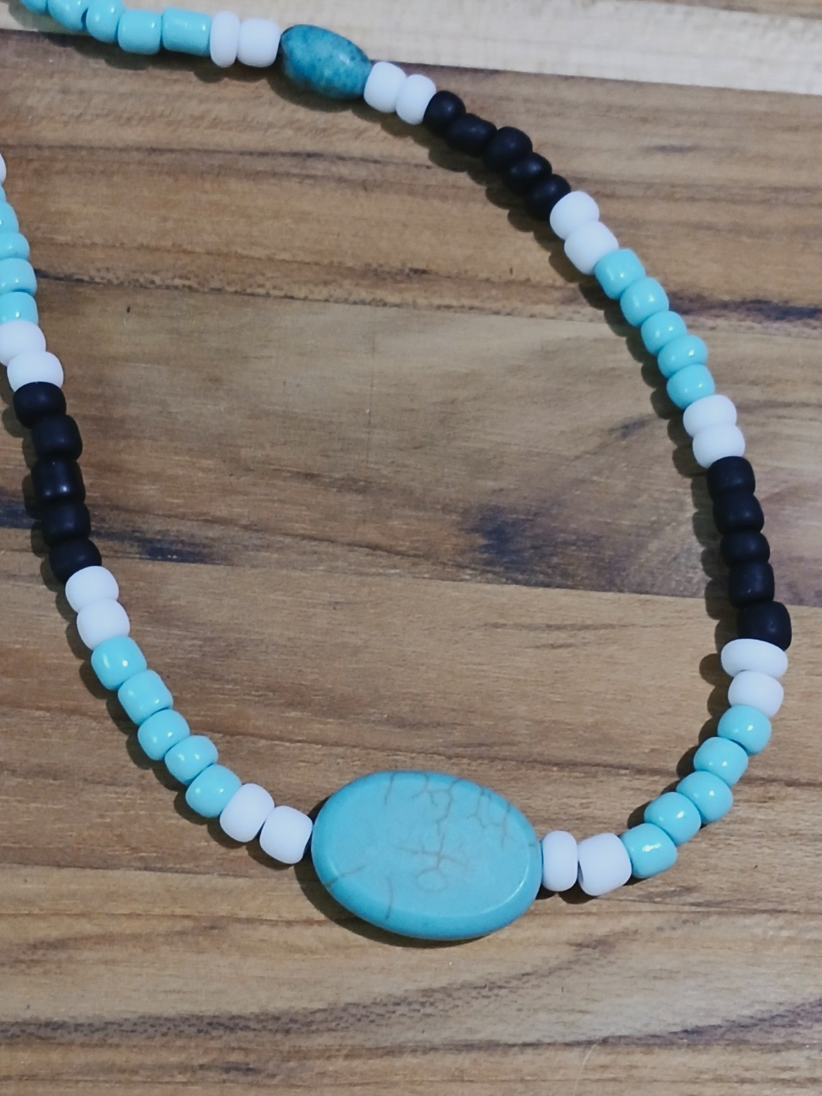 glass beaded necklace Hemp Mens Womens Unisex Dyed Turquoise Howlite