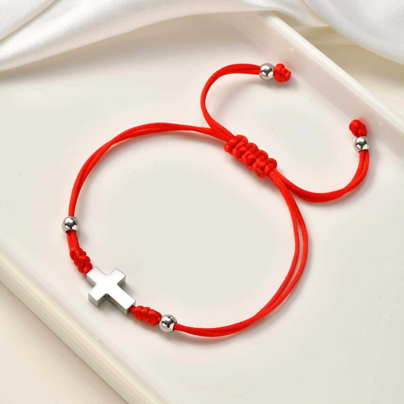 Red Rope Cross Bracelet Faithful Fashion Jewelry for Church Birthday Gift Women