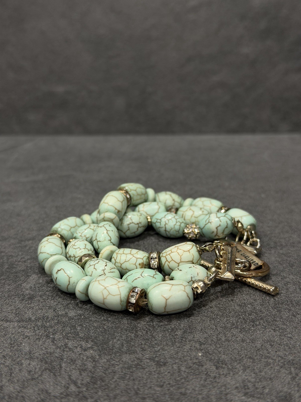 The Limited Light Blue Multi-Strand Beaded Charm Toggle Bracelet Signed