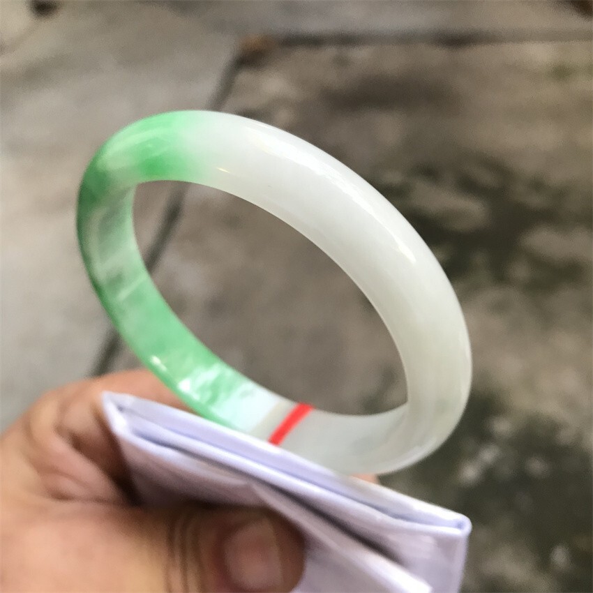60mm Natural Green Jadeite Jade Bracelets Burma Emerald Jade Bracelet Bangle