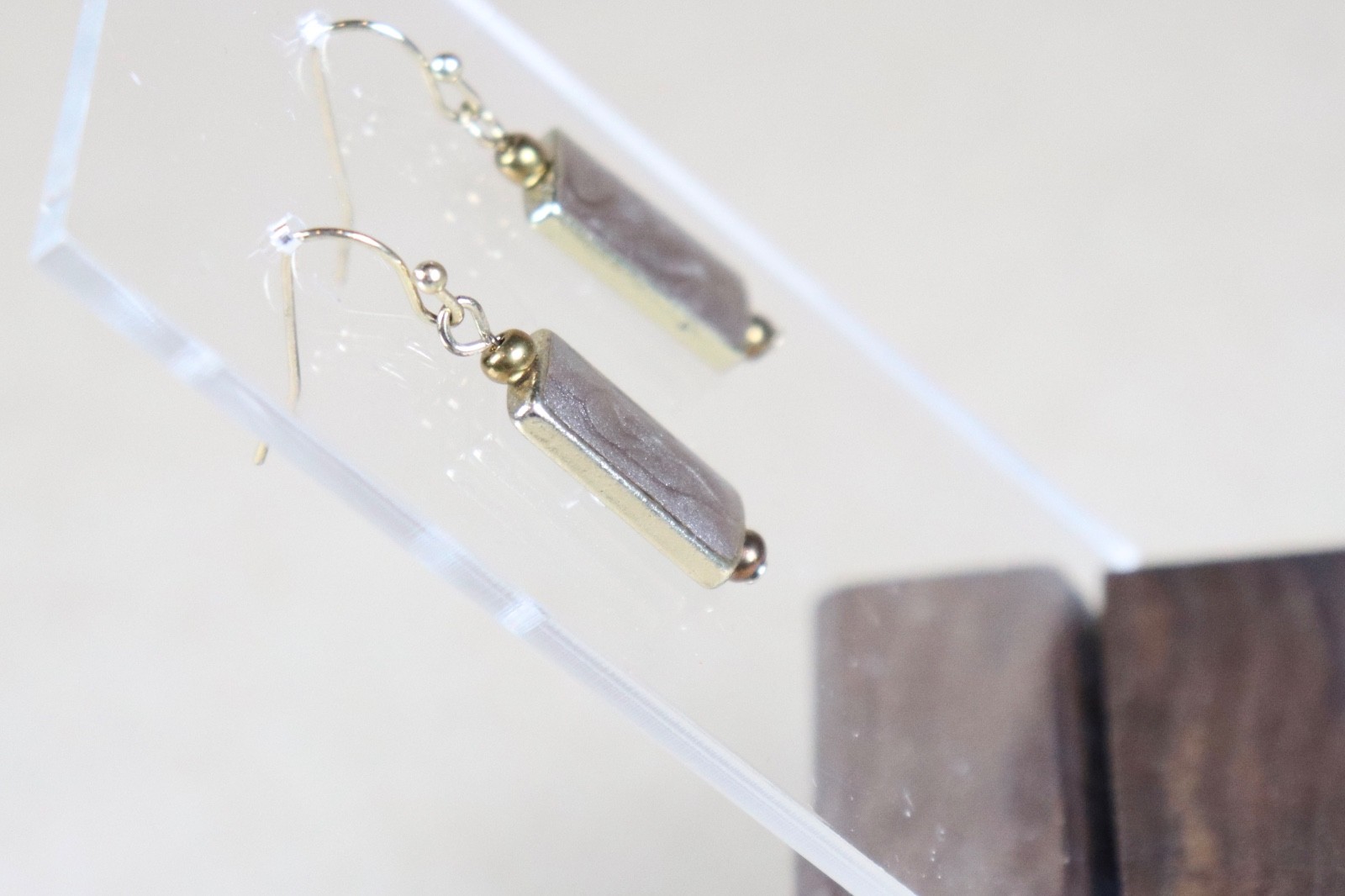 Croft & Barrow Brown Rectangle Drop Earrings Gold Tone Nickel Free Dangle New