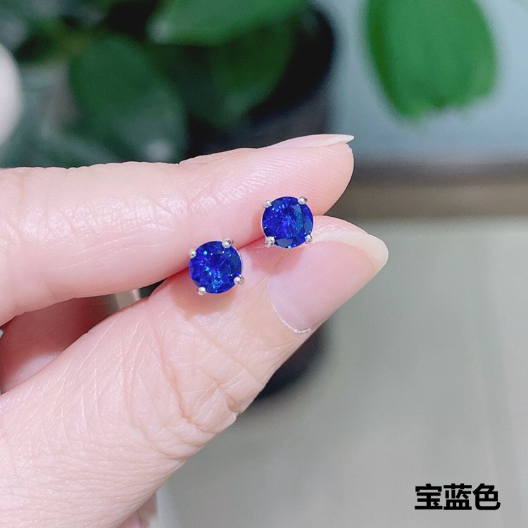 Colorful AAA Cubic Zirconia Stud Earrings Women’s Four-claw Cute Zircon Stud Ear