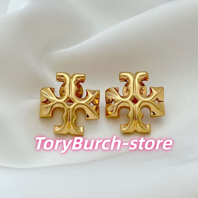 Tory Burch Logo Stud Earrings ✨ Signature Gold Tone Classic