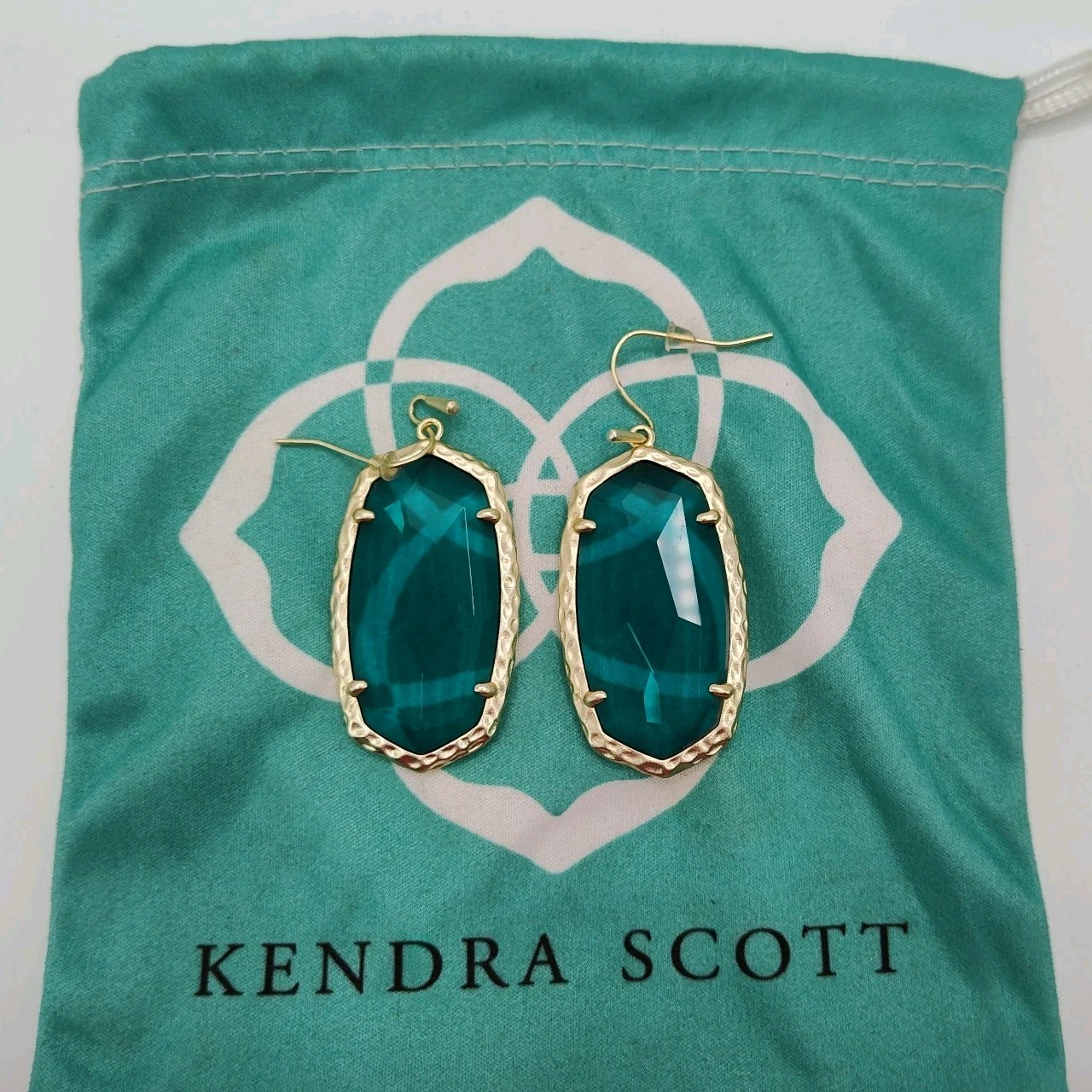 Kendra Scott Dangle Drop Earrings In Blue Illusion/Gold w/ Original Branded Bag