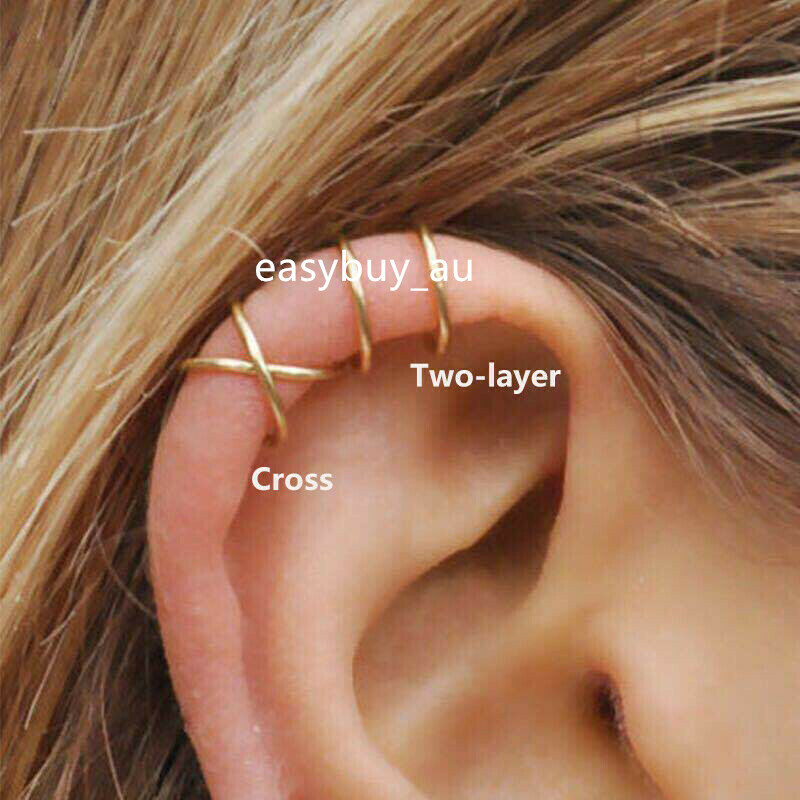 1 Pair REAL S925 Sterling Silver Ear Cuff Earring Cartilage No Pierce Minimalist