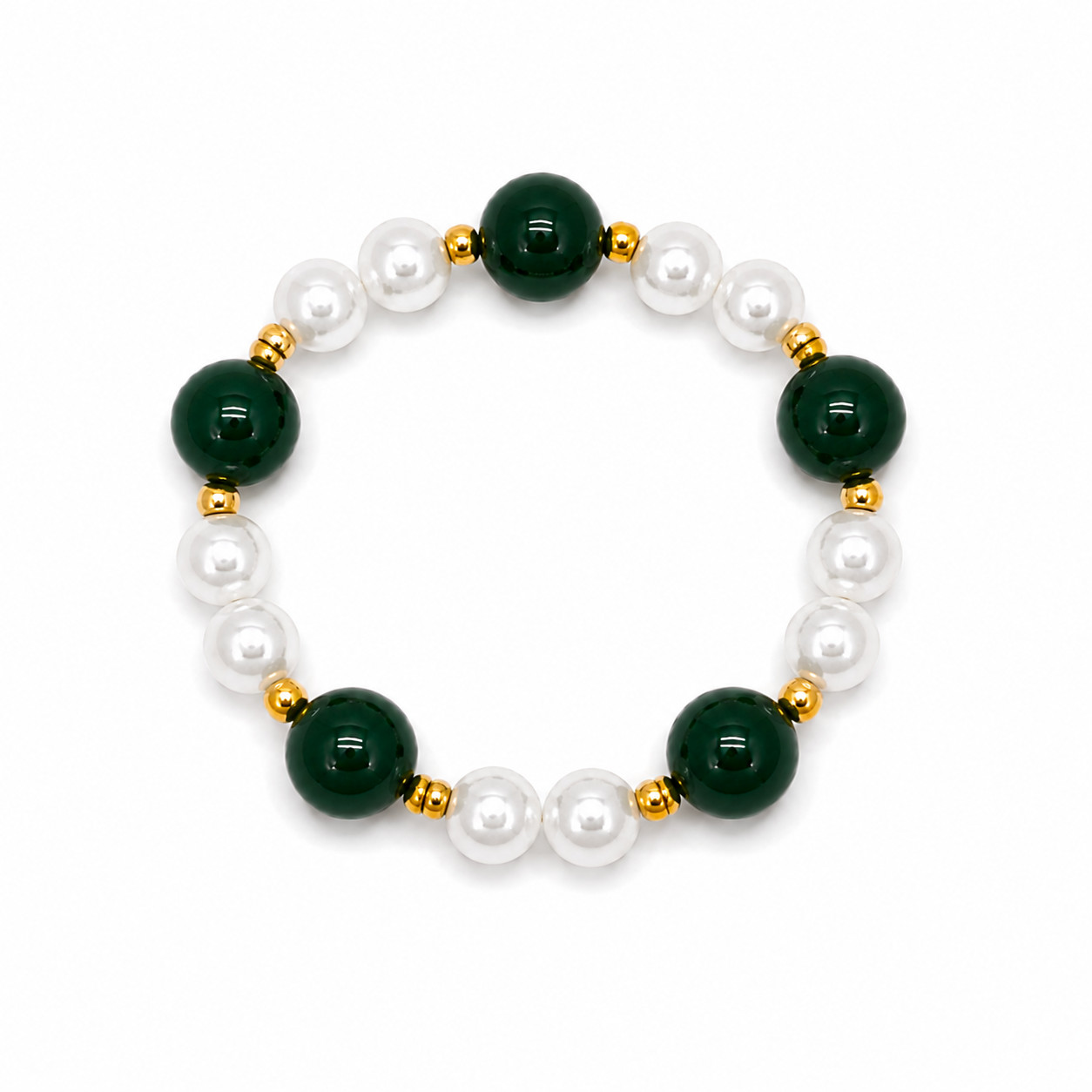 Handmade Lady Liberty Glass Pearl Stretch Bracelet – Patriotic Beaded Bracelet