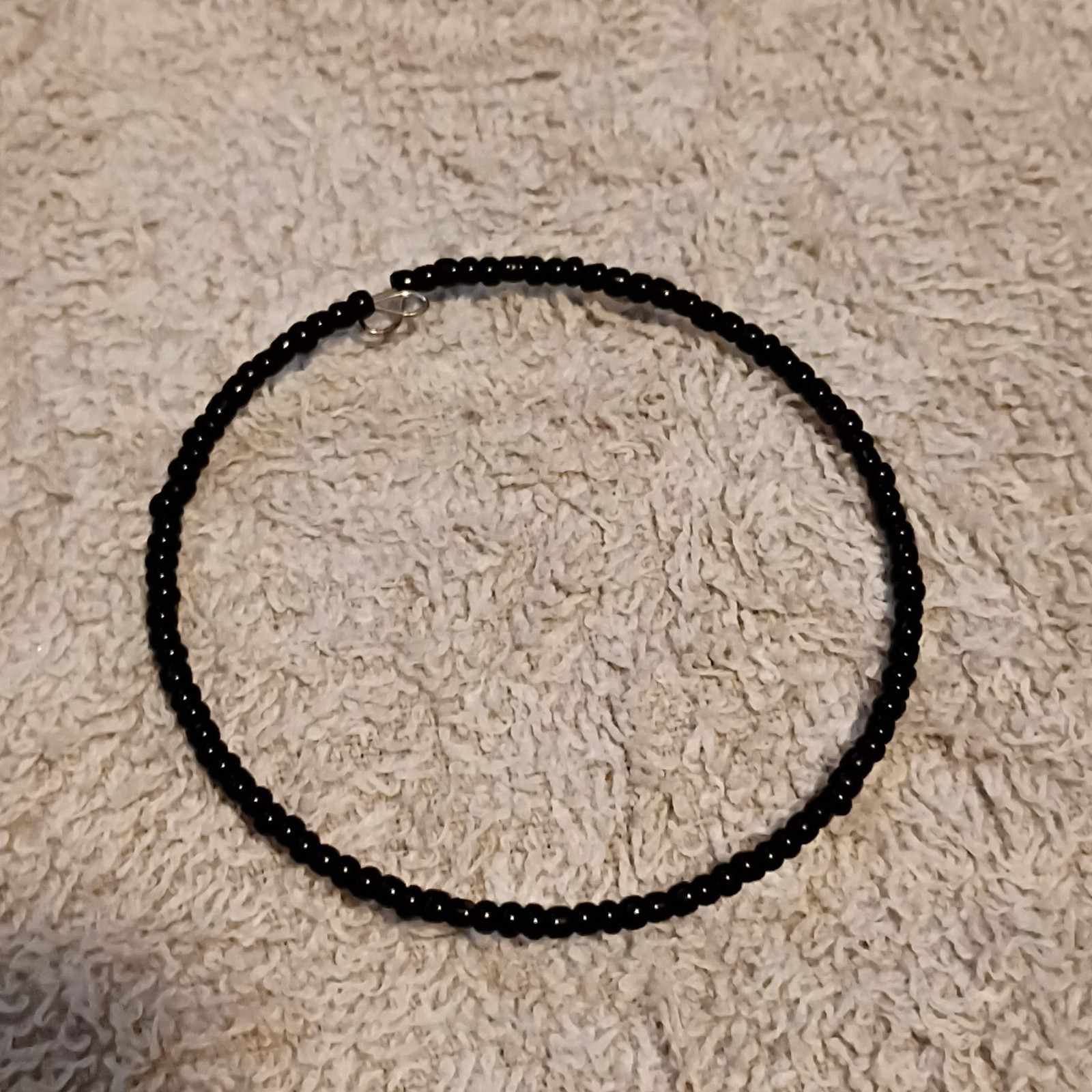Black Beaded Bracelet Ball/Bead Chain Round Beads Lobster Clasp