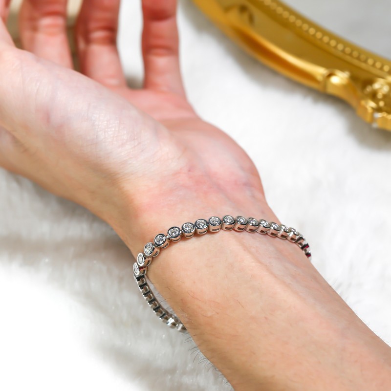 Full Moissanite S925 Sterling Silver Bubble D Color Tennis Bracelet Fine Jewelry