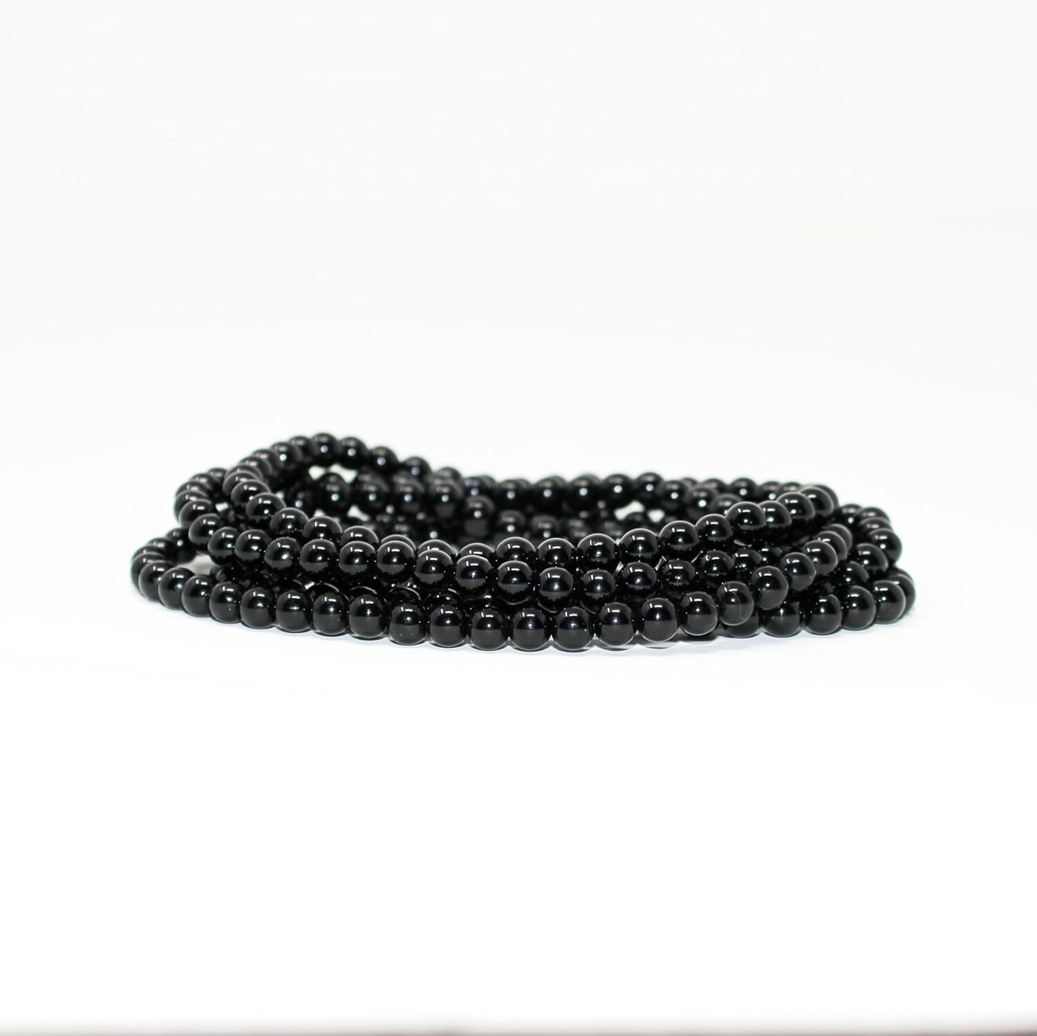 Natural Black Obsidian Stone Bracelet 4mm Healing Crystal Stretch Bracelet