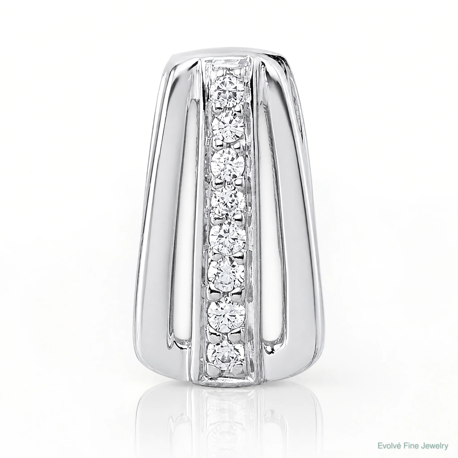 Sterling Silver Rhodium-Plated Polished CZ Chain Slide