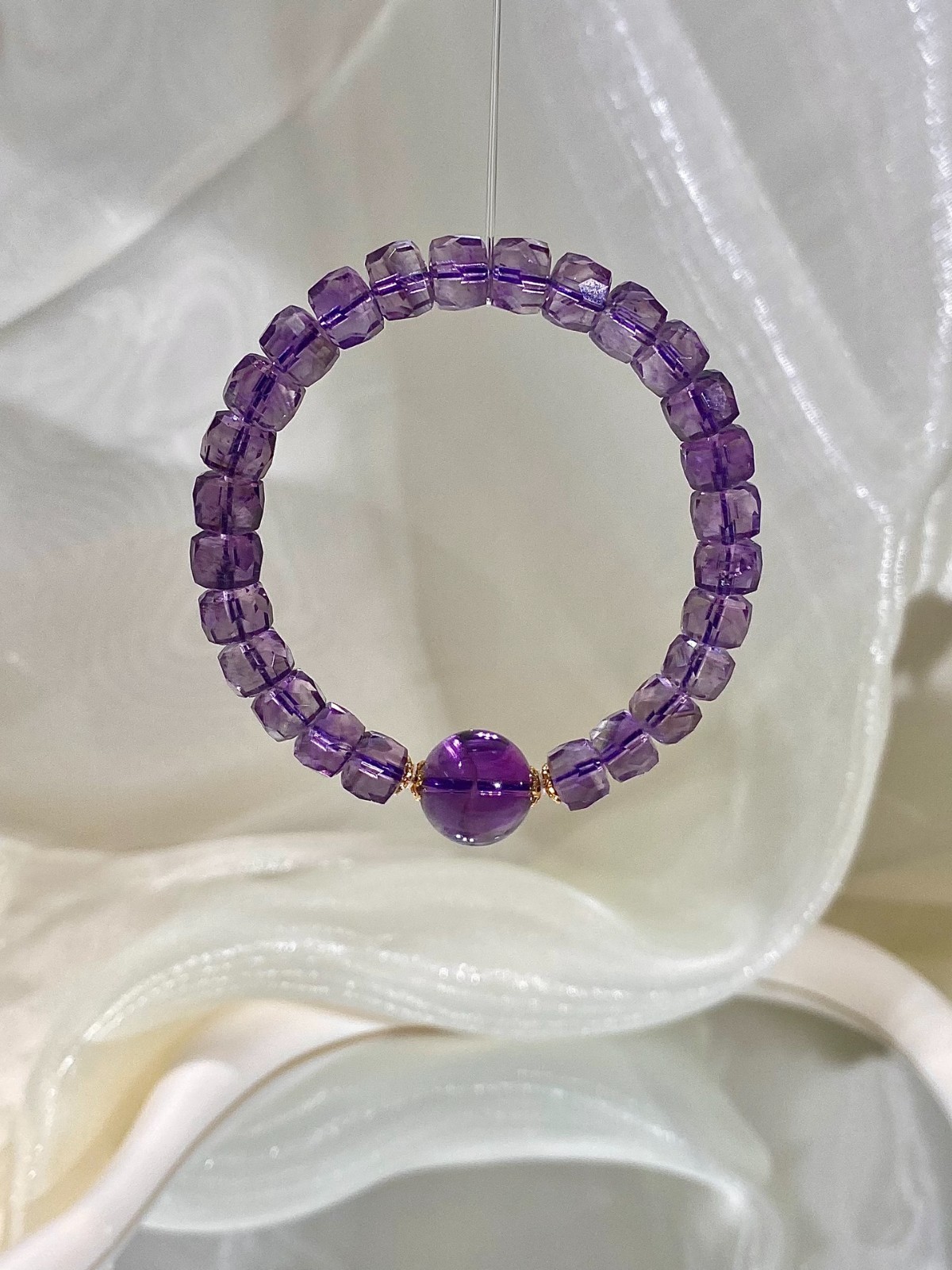 Natural Purple Amethyst Crystal 8-13mm Beaded Stretch Bracelet Jewelry Gift
