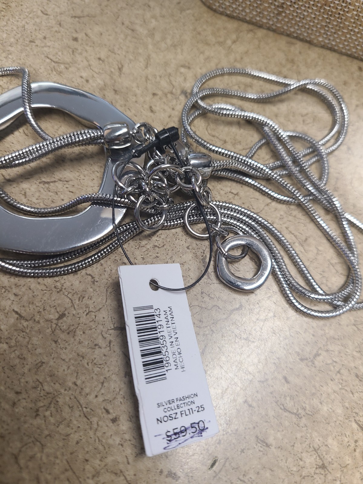 Chico’s Silvertone Twisted Circle Necklace