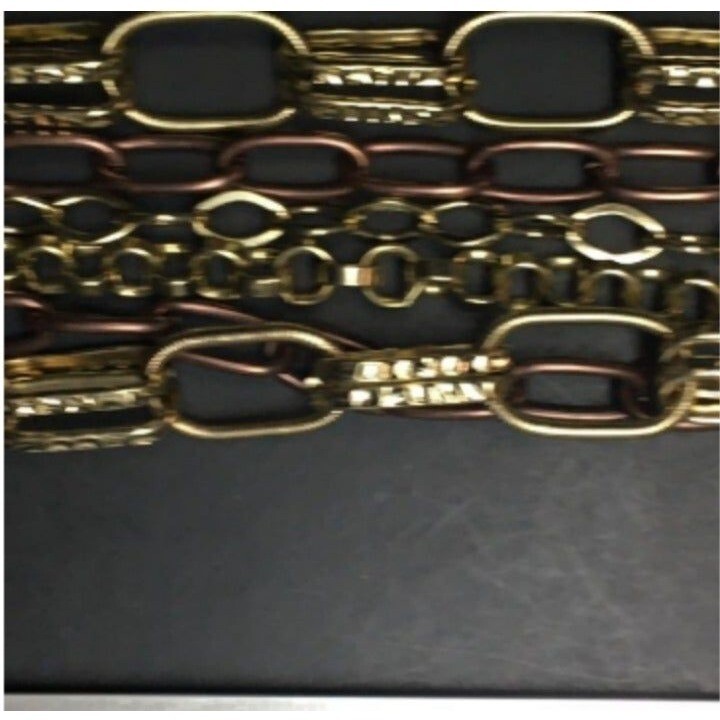 Bill Blass Necklace Chunky Chain Gold Copper Multi Strand Retro BoHo Statement