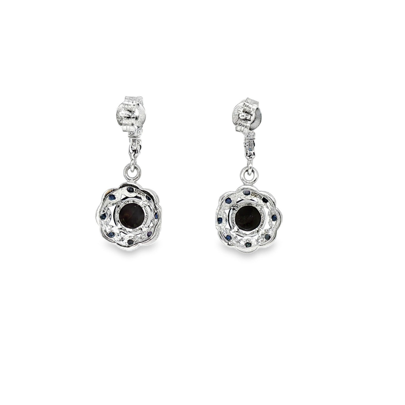 925 Sterling silver Earing Round 6.00MM Black Opal Gemstone Jewelry.