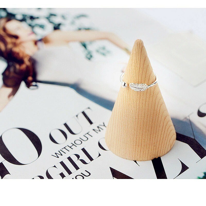 Simple Fashion Silver Color Cute Elegant Feather Adjustable Ring. For Women Part