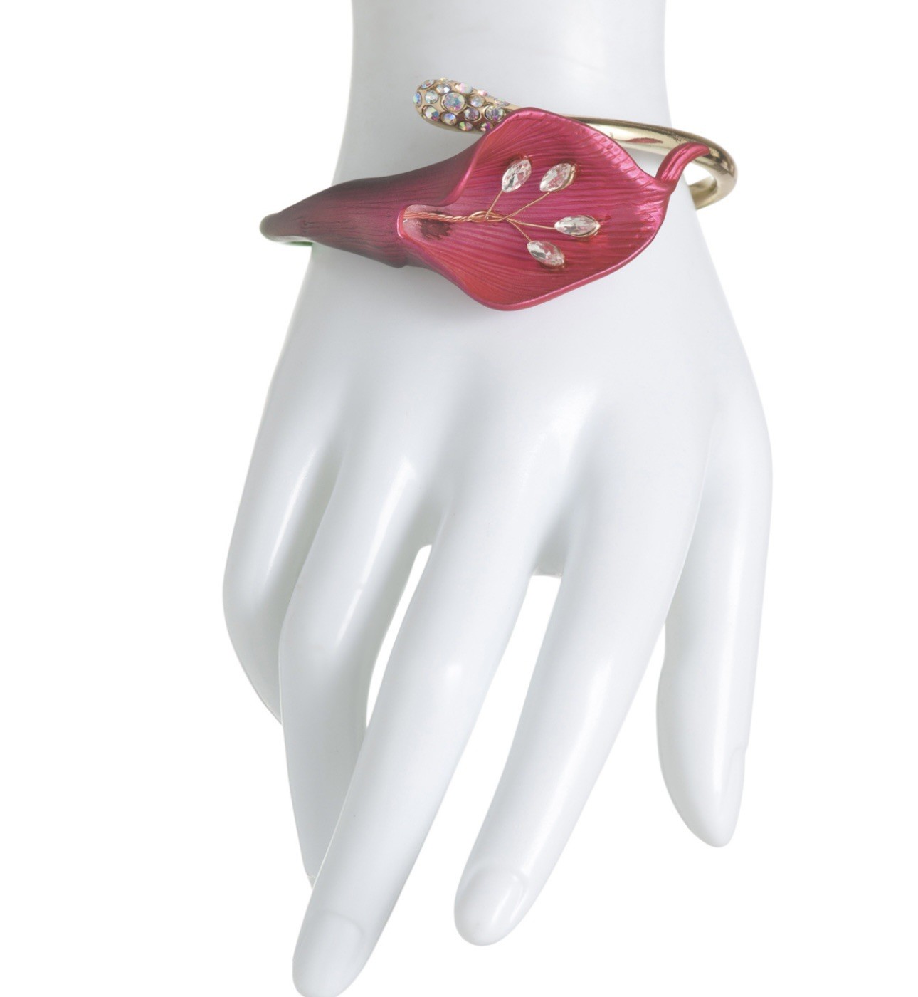 BETSEY JOHNSON Gold Plated Pink Crystal Hinged Bracelet NWT