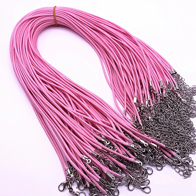 Leather Cord Necklace 2mm Wax Rope Chain Lobster Clasp 45cm Jewelry 5PCS
