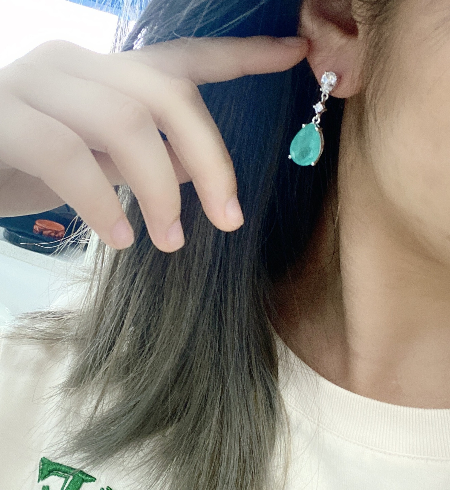 New Christmas Jewelry Paraiba Blue Tourmaline Gems Women Charm Silver Earrings