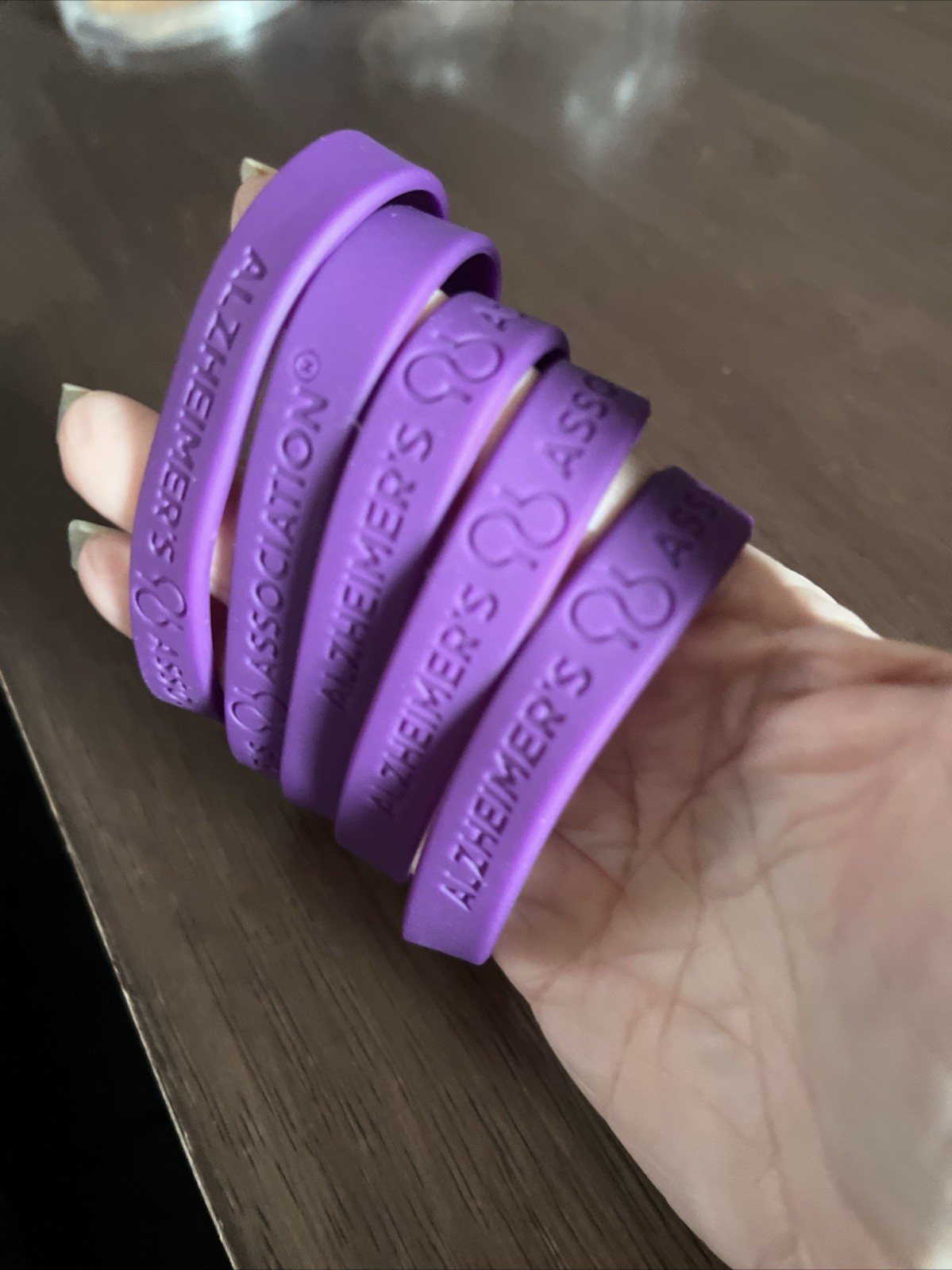 Set of 5 Silicone Alzheimers Association Brackets Fits All Wristband Bracelets