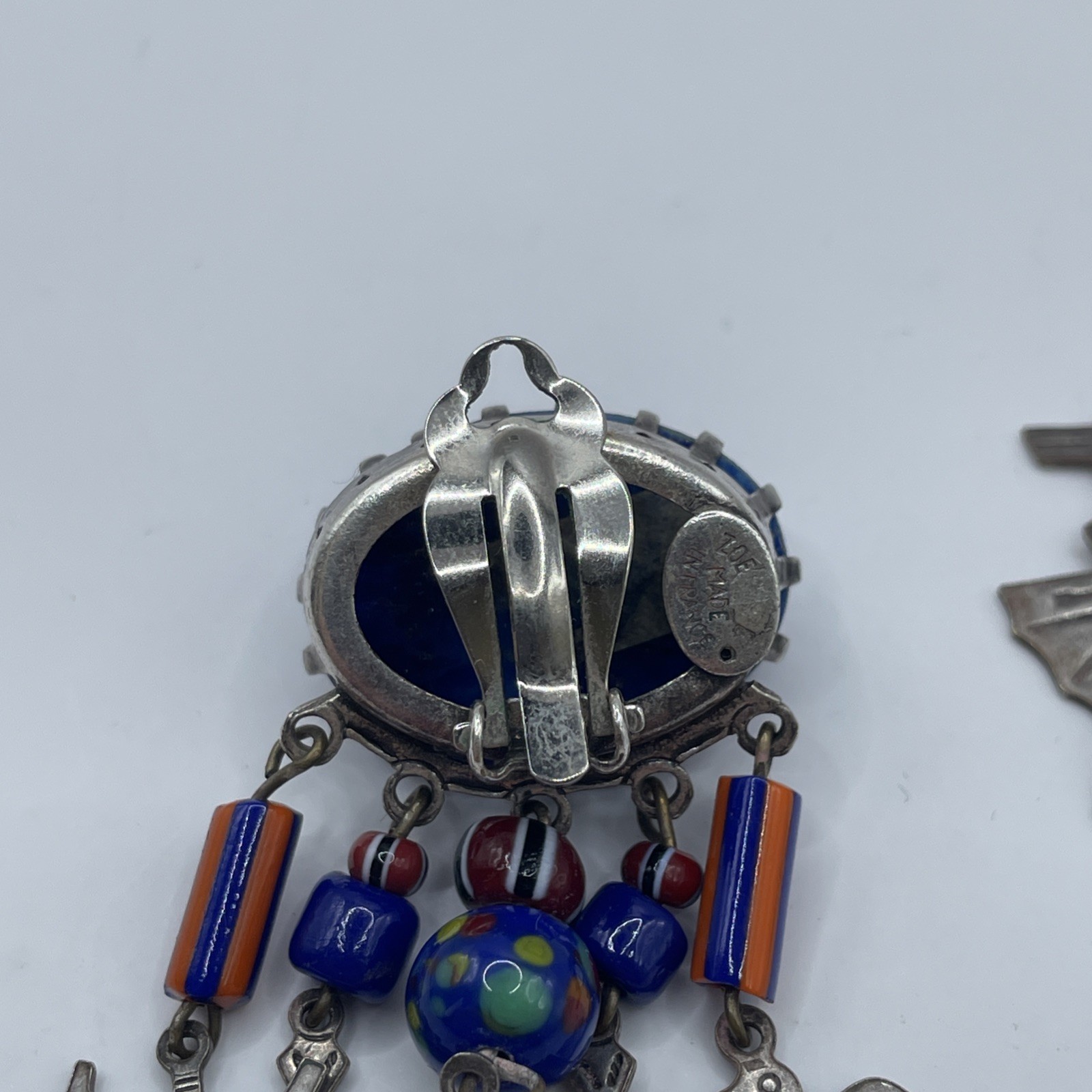 RARE Vintage Zoe Coste Indian Lapis Clip Earrings 1980’s Made In France Designer