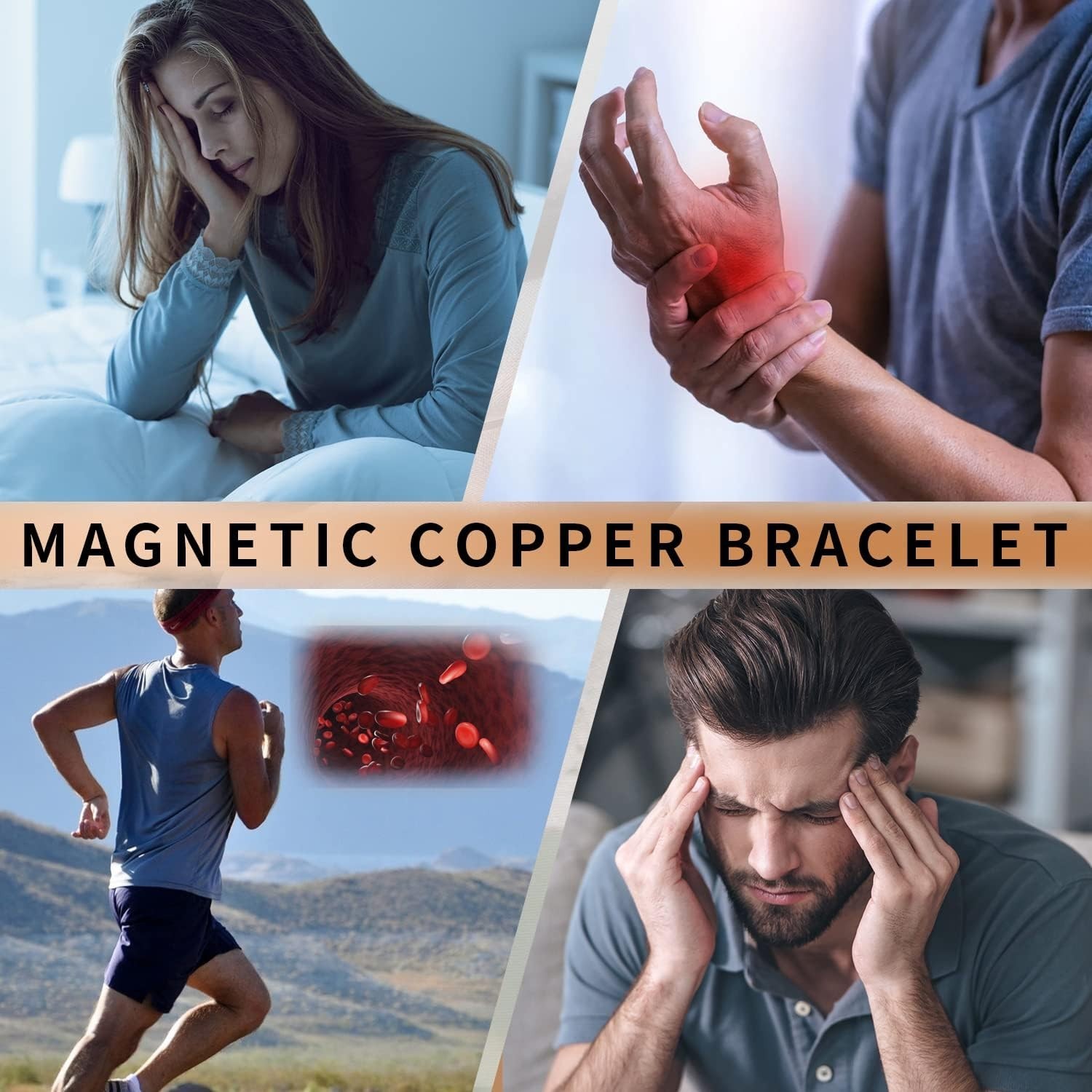Stylish Adjustable Copper Bracelet – 99.9% Pure with Magnetic Therapy Elements