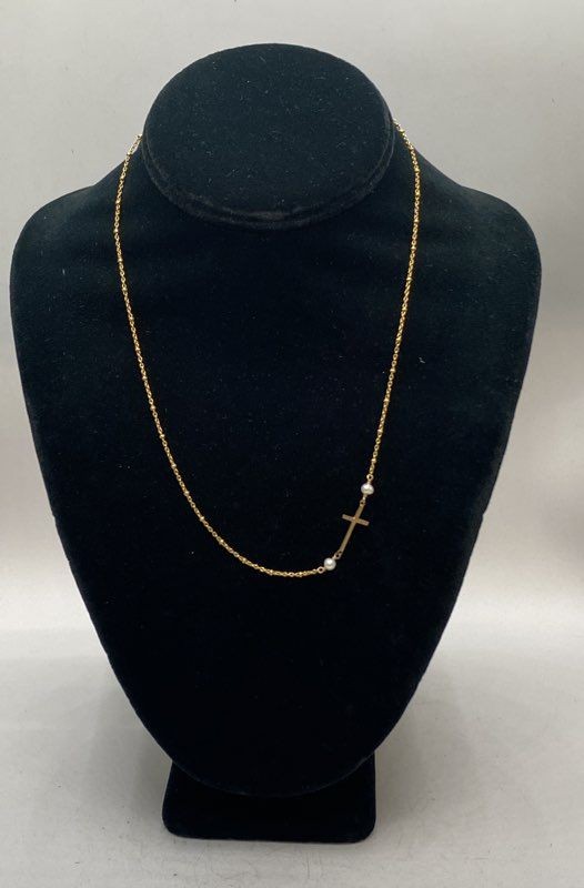 Vintage 12K Gold Filled Herringbone & Sideways Cross Necklace Set 2 Pieces 7g