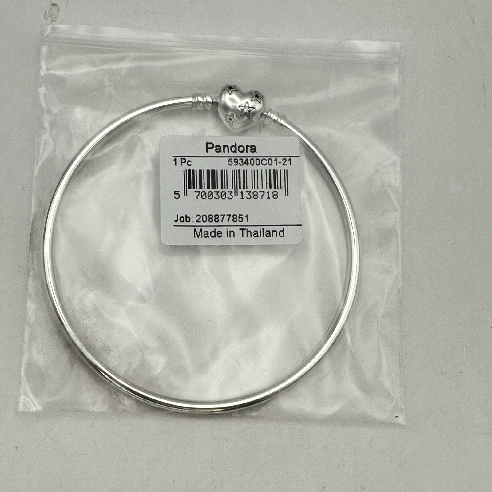 Pandora Womens Celestial Heart Clasp 925 Sterling Silver Bangle Bracelet 8.3″
