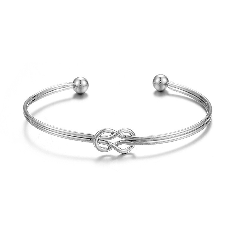 Women Rose Gold Knot Heart Open Cuff Bangle Tribal Bridal Stackable Bracelet