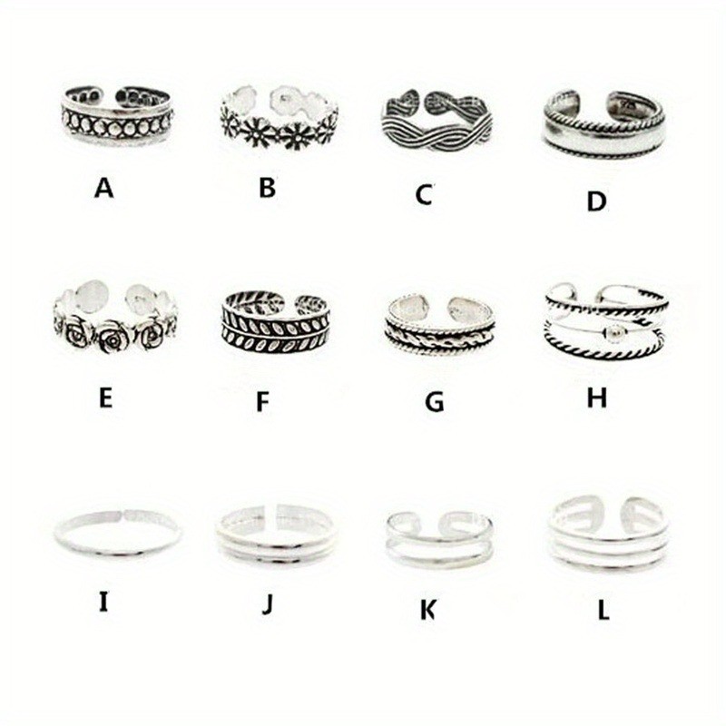 24Pcs/Set Toe Rings Women Boho Retro Open Toes Rings Summer Beach Foot Jewelry