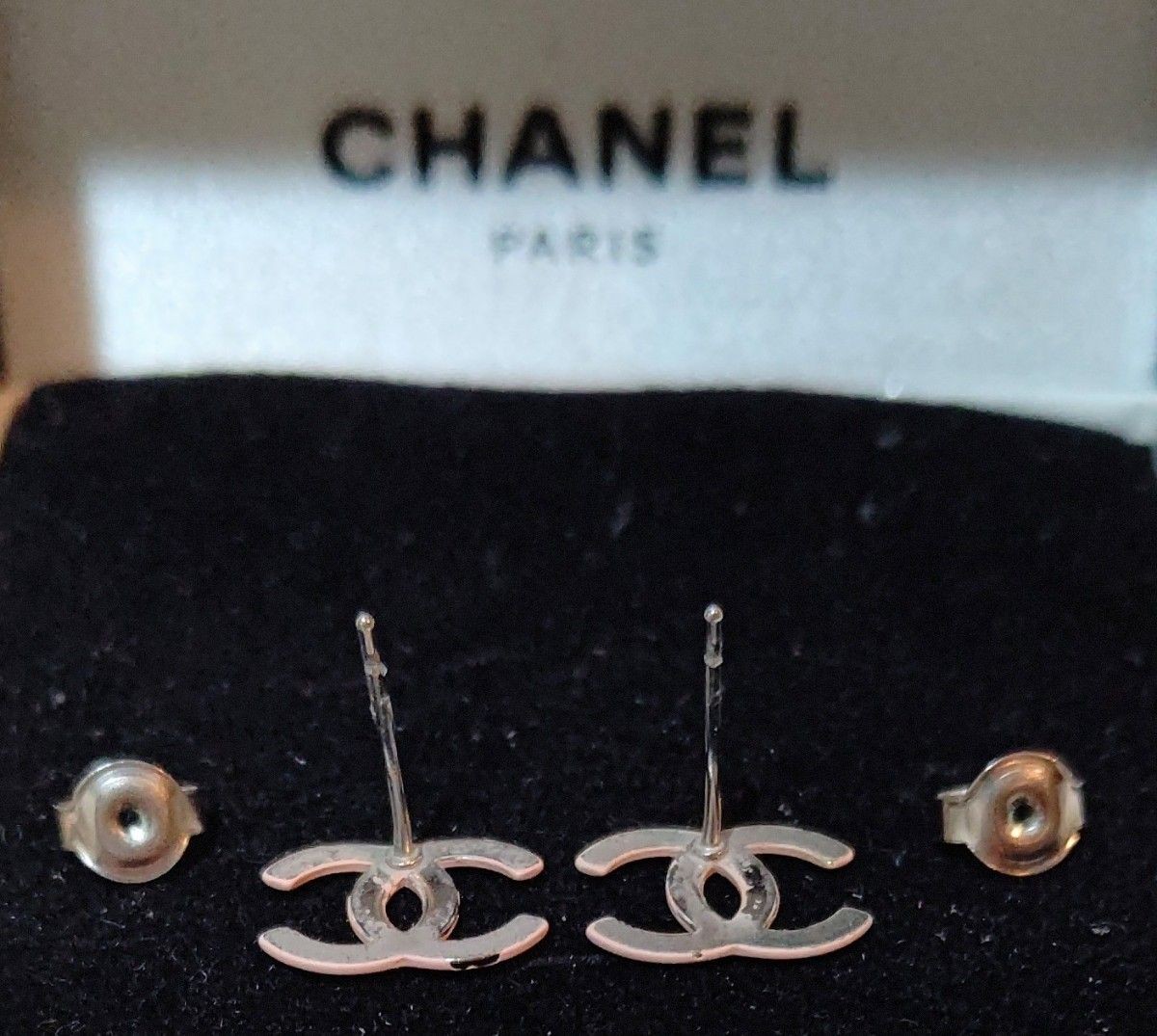 CHANEL Coco Mark Earrings Pair Pink 00T 2000 Spring Summer Collection Metal Vint