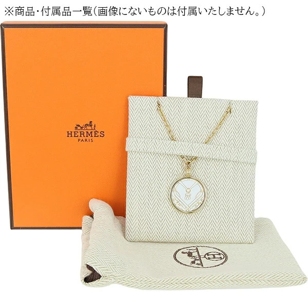 New Auth HERMES MEDAILLE MORS A JOUETS Enamel Print White Gold Necklace Pendant