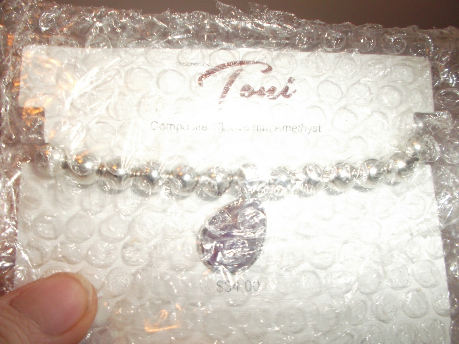 New Toni Composite 13 X 18 mm Amethyst Beaded Bracelet Must See
