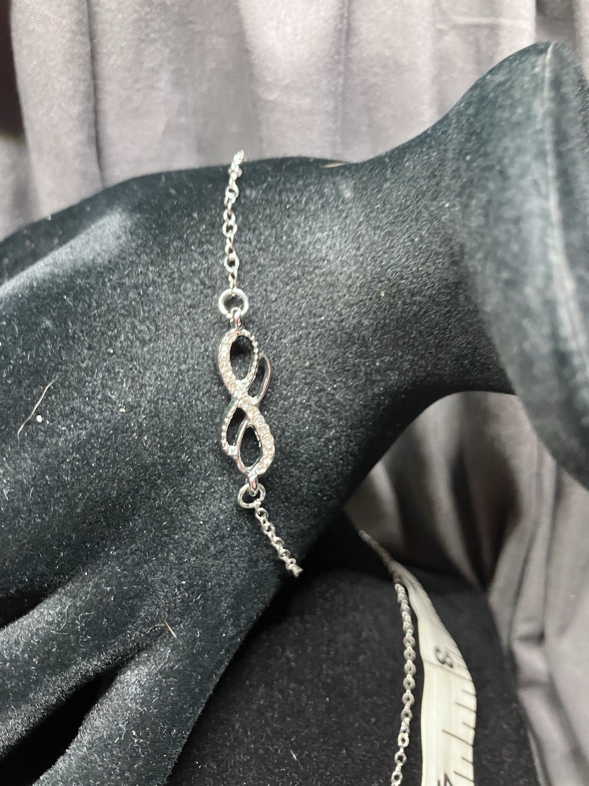 Womens stainless steel cz double bow necklace with infinity cz anklet/bracelet