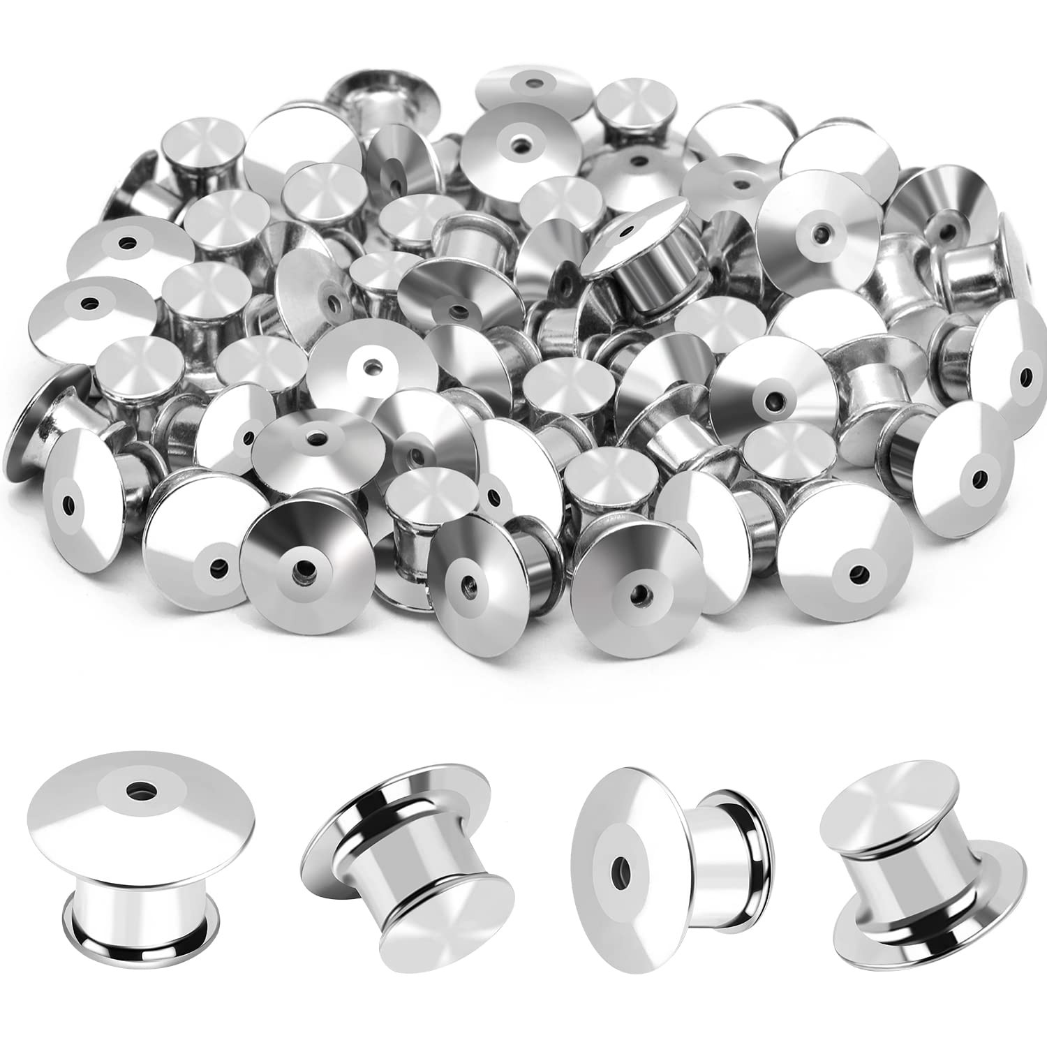 40PCS Locking Pin Back Clasp Metal Pin Backing for Brooch Enamel Jewelry