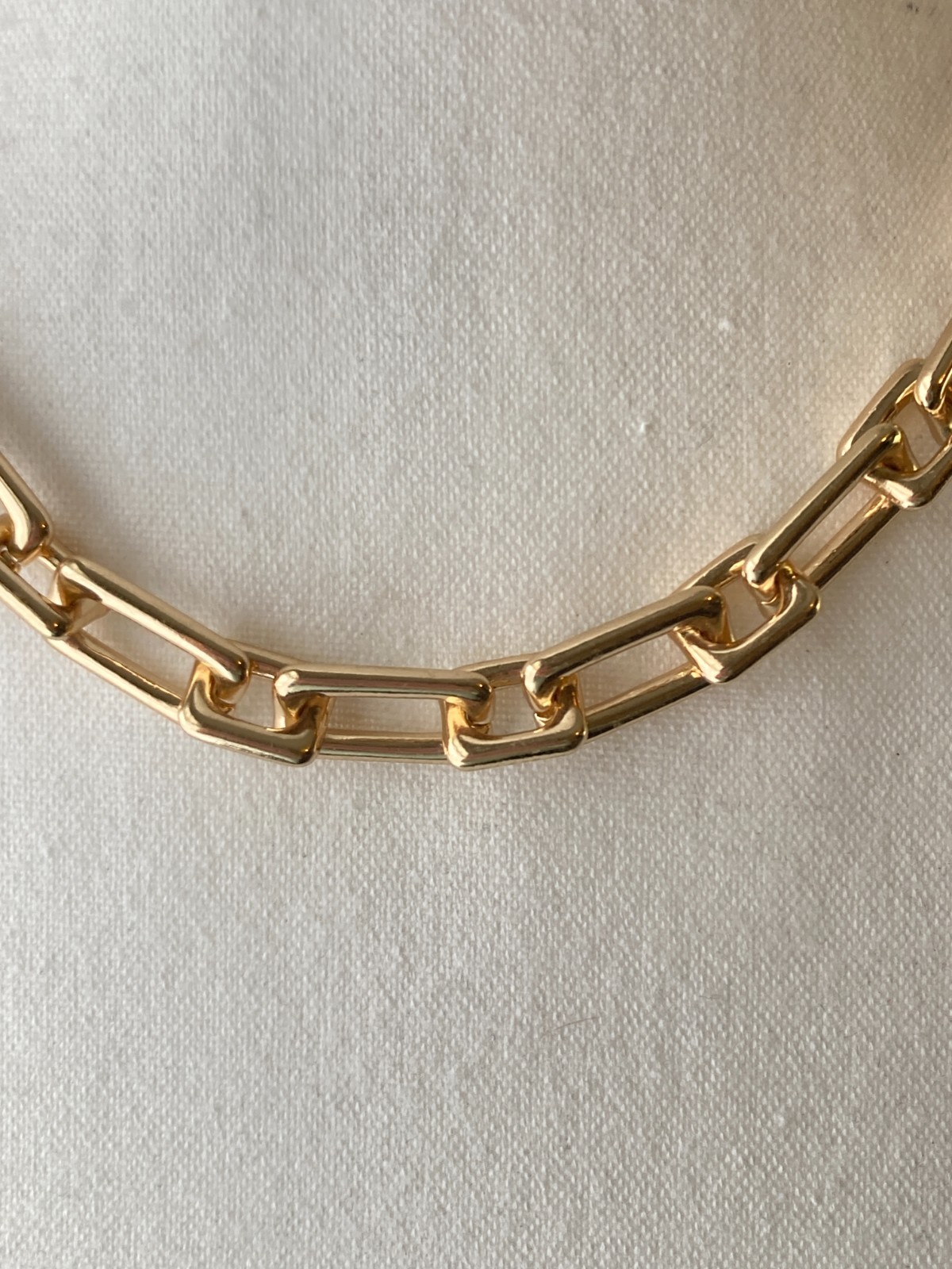 Gold Tone Paperclip Link Chain Necklace Chunky Collar Choker Couture Glam