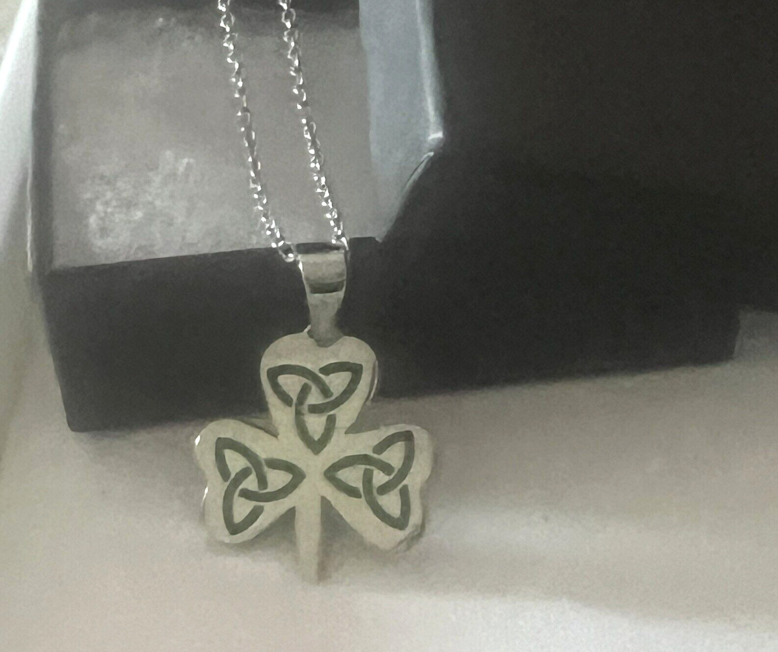 Celtic Shamrock Necklace Trinity Knot Irish Eternal Love Stainless Steel Silver