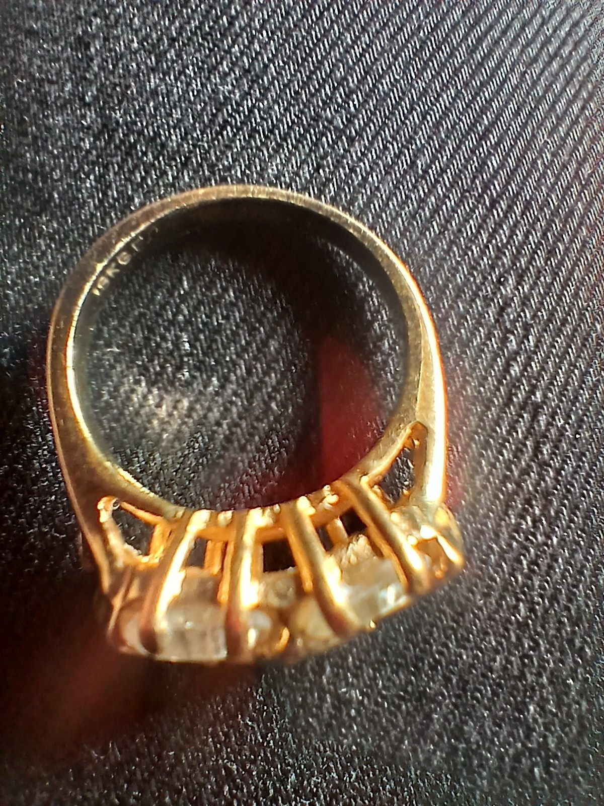 18 Carat Gold-plated Statement Ring 5 Triangular Clear Stones Cz UK size S