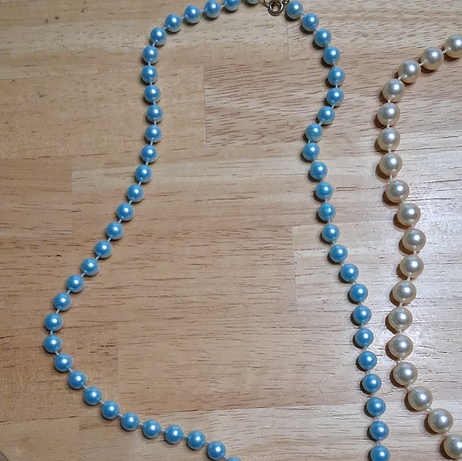Lot of 3 Beaded Strand Necklaces Multicolor Blue Red White Pearl Nickel-Free
